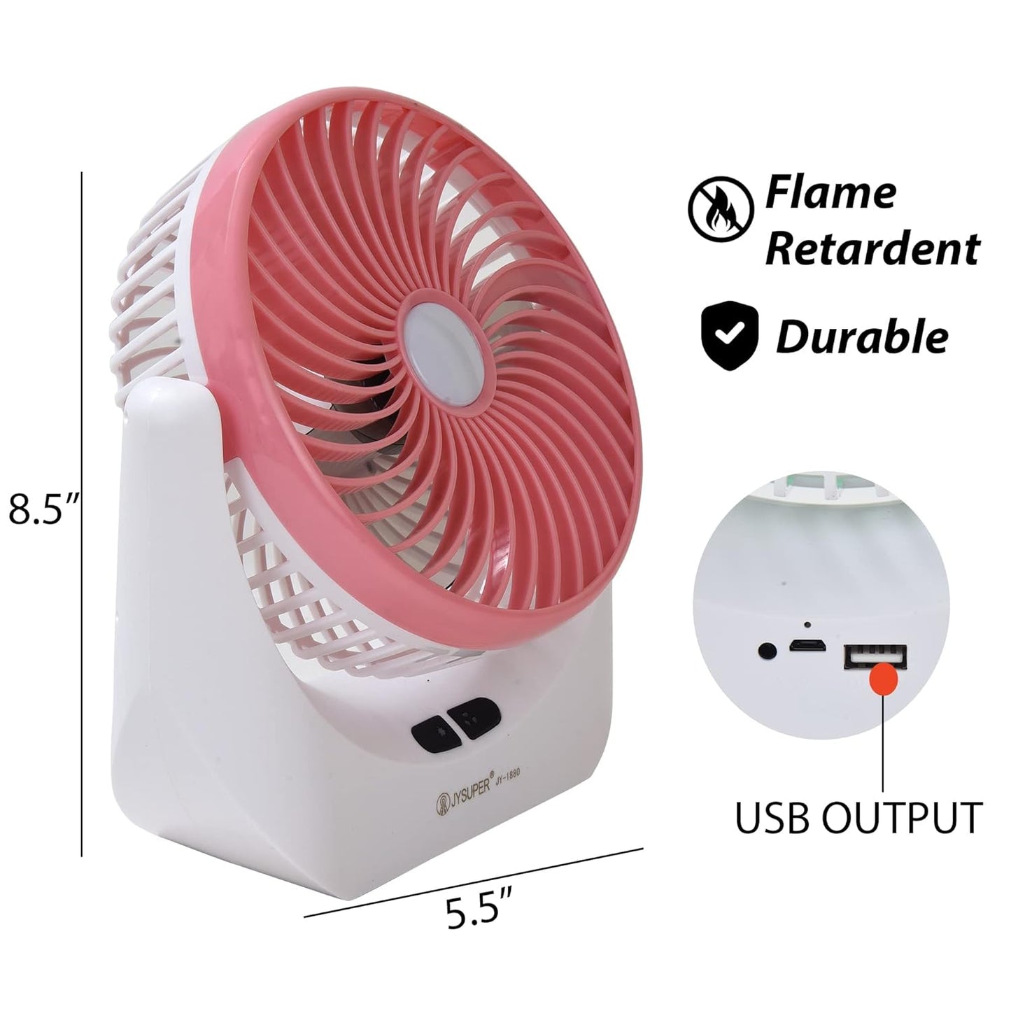 Rechargeable Table Fan - Portable Desk Fan with Adjustable Speed and USB Charging