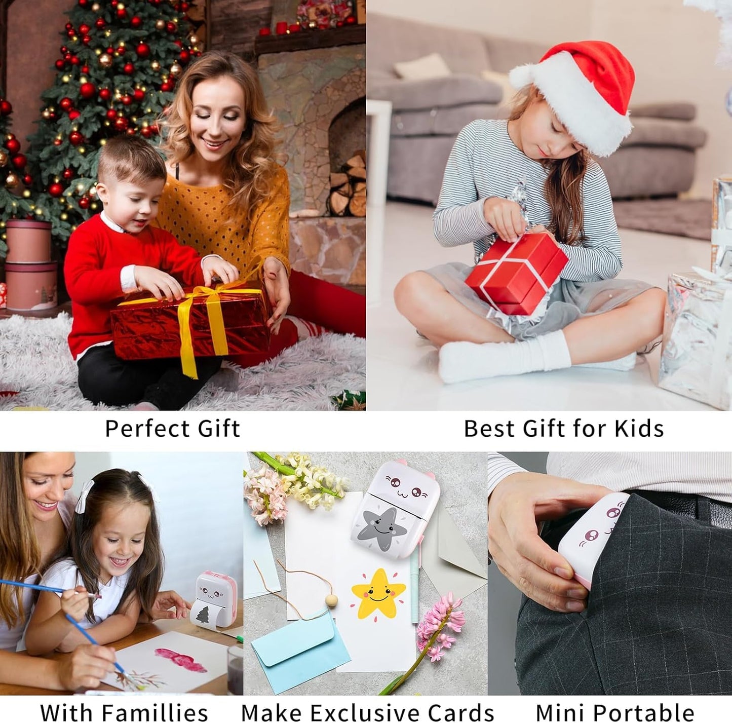 Cute Portable Thermal Printer - Wireless Mini Inkless Pocket Printer for Kids and Adults