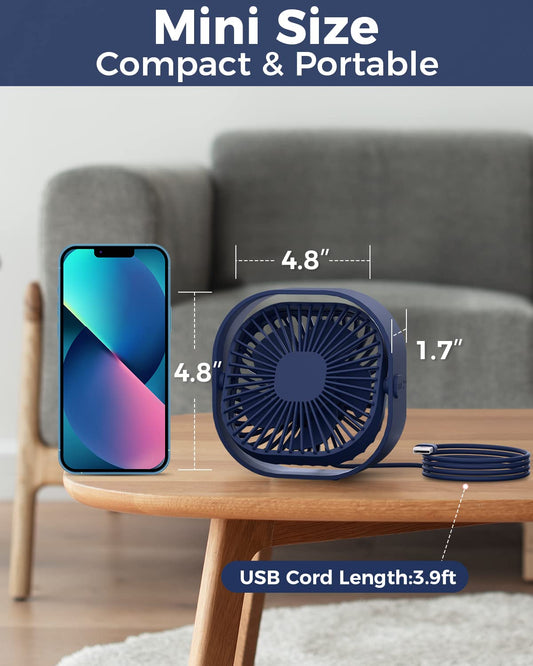 USB Desk Fan – Portable 360° Adjustable Silent Cooling Fan