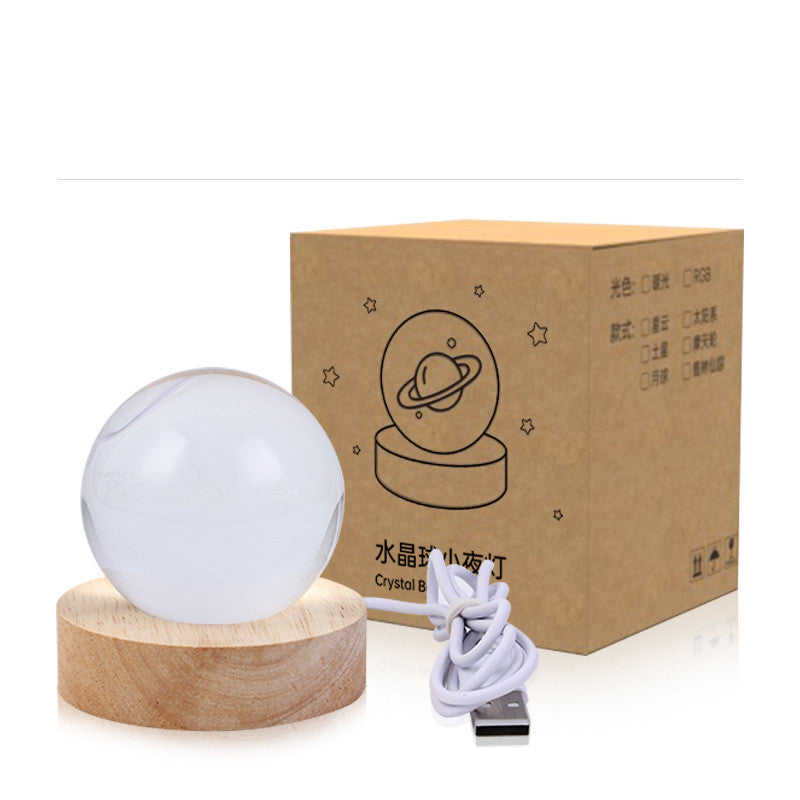 Galaxy Crystal Ball LED Night Light – 3D Laser Engraved Universe with Rotating Base