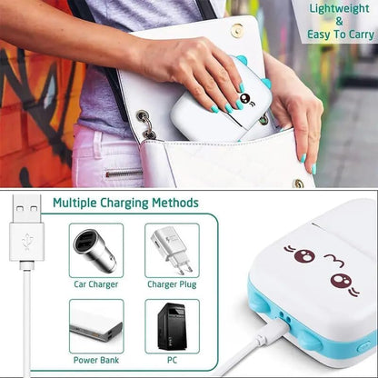 Cute Portable Thermal Printer - Wireless Mini Inkless Pocket Printer for Kids and Adults