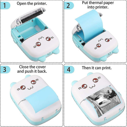 Cute Portable Thermal Printer - Wireless Mini Inkless Pocket Printer for Kids and Adults