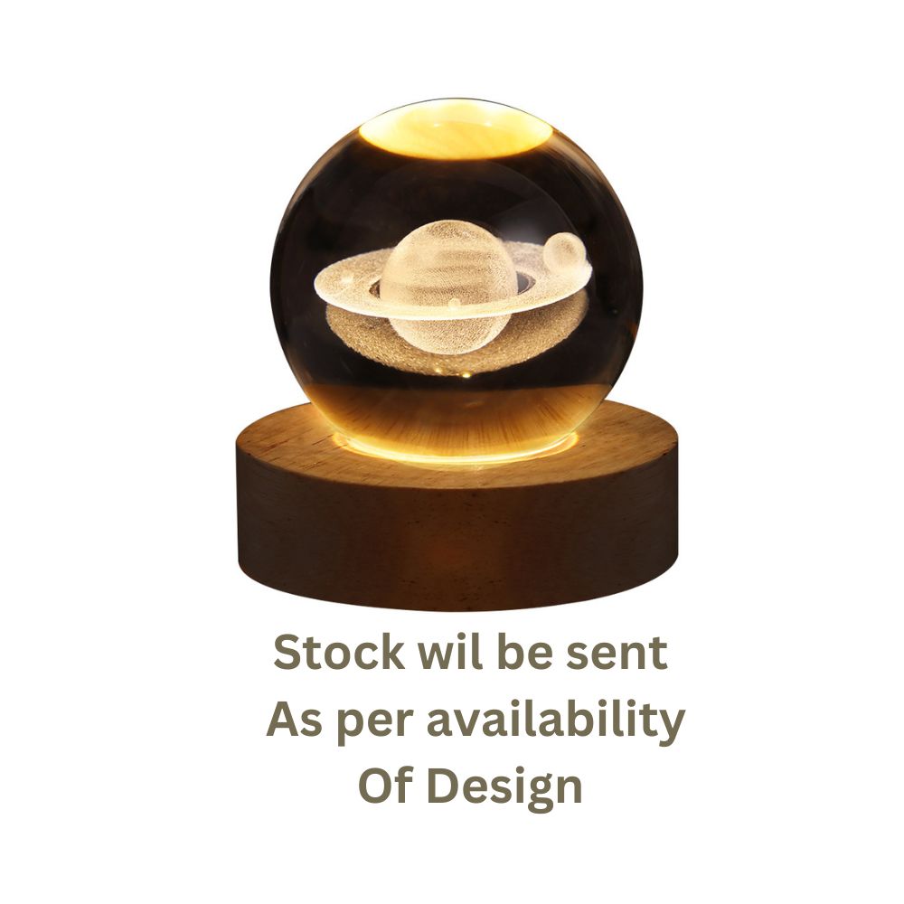 Galaxy Crystal Ball LED Night Light – 3D Laser Engraved Universe with Rotating Base