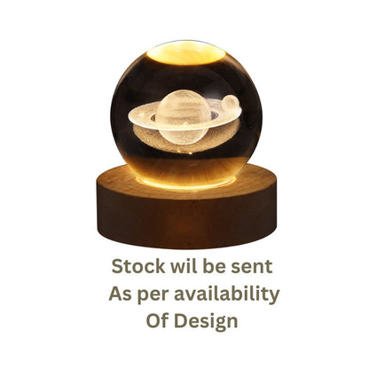 Galaxy Crystal Ball LED Night Light – 3D Laser Engraved Universe with Rotating Base